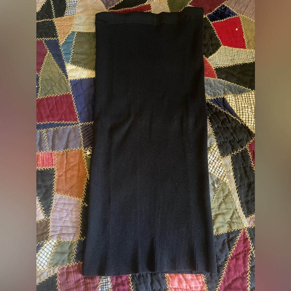 Vince Black Ribbed Knit Skirt
